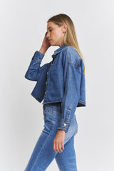 Oversise Cropped Denim Shirt