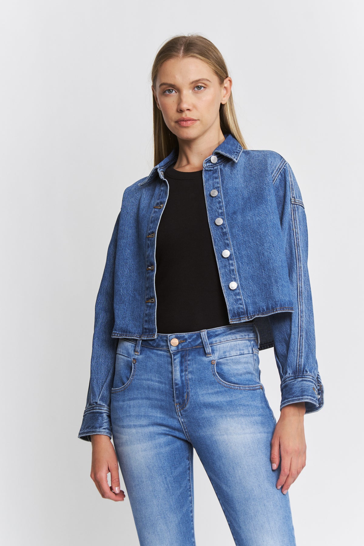 Oversise Cropped Denim Shirt