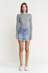 Denim Mini Skirt W Raw Hem