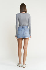 Denim Mini Skirt W Raw Hem