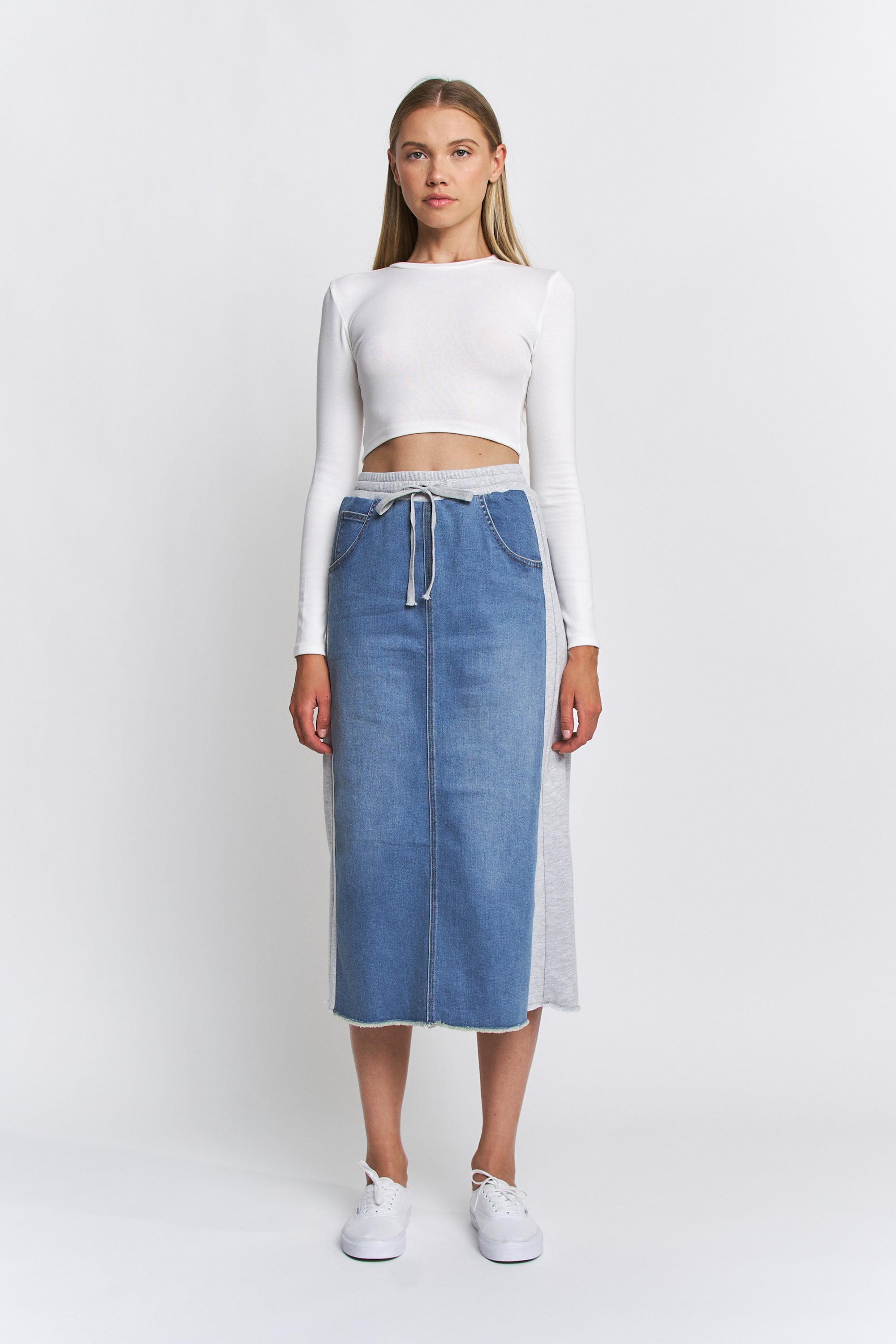Mica Denim High Rise Midi Skirt Indigo Panel Secondary image