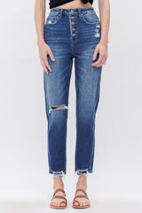 SUPER HIGH RISE MOM JEAN W/ BUTTON UP