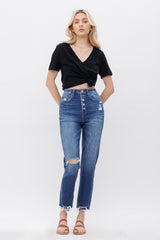 SUPER HIGH RISE MOM JEAN W/ BUTTON UP