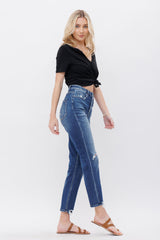 Super High Rise Mom Jean With Button Up