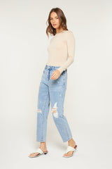 Super High Distressed Mom Jean