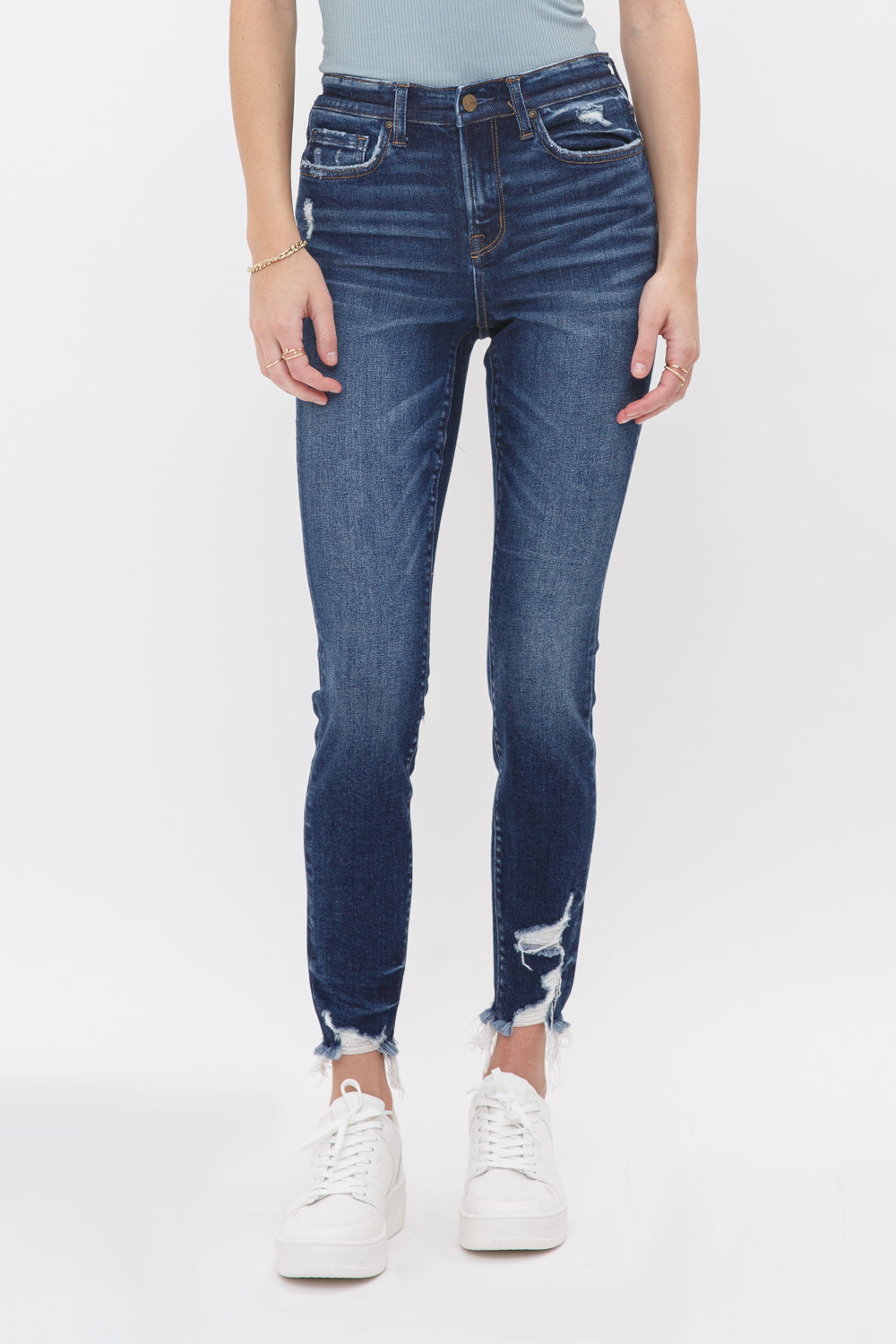 Mica Denim Mid Rise Ankle Skinny with Hem Detail Secondary image