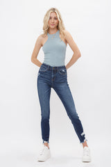 Mid Rise Ankle Skinny With Hem Detail