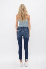 Mid Rise Ankle Skinny With Hem Detail