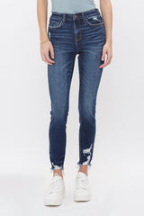 Mid Rise Ankle Skinny With Hem Detail