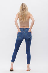 Mid Rise Crop Skinny With Button Up