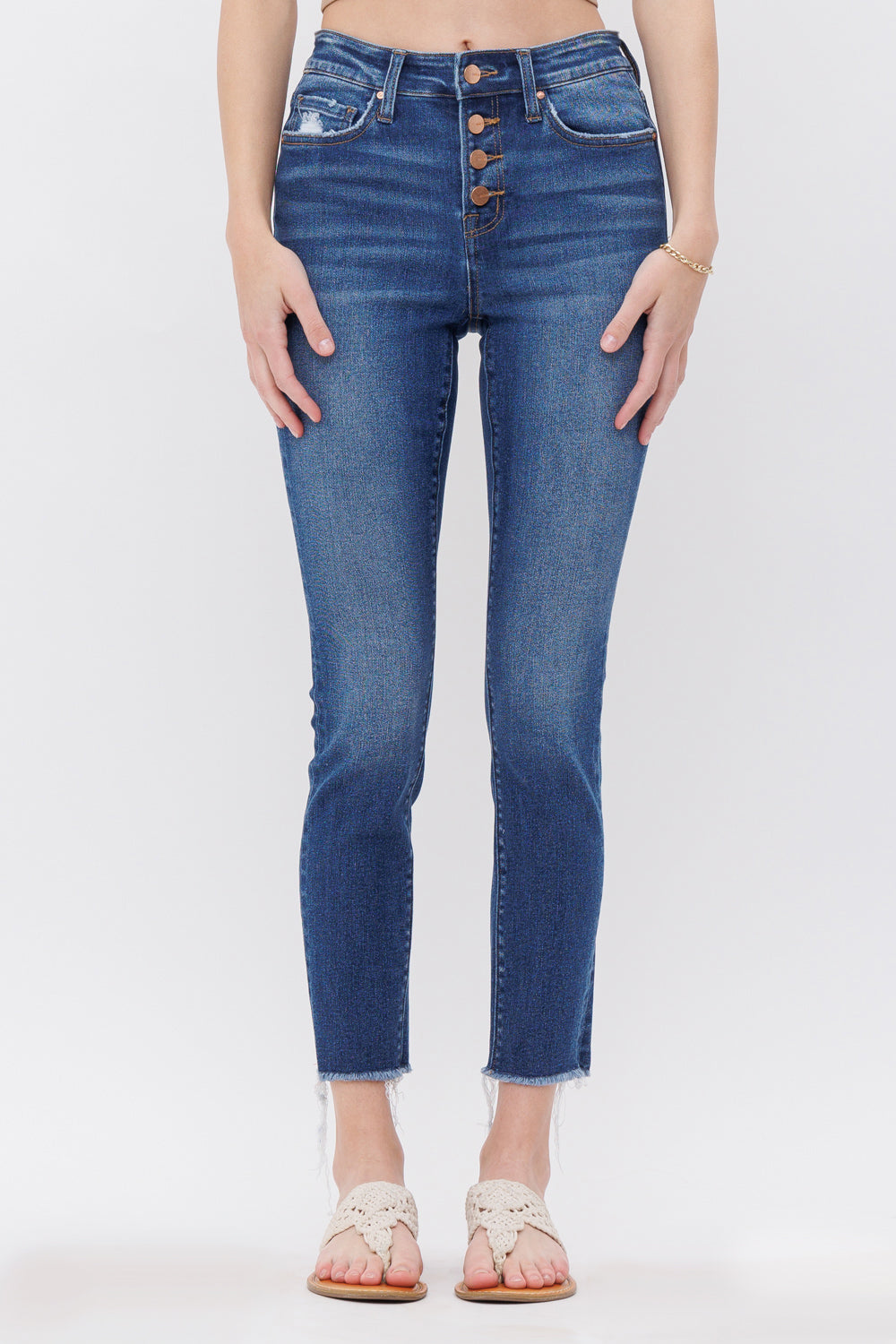 Mica Denim Mid Rise Crop Skinny with Button-Up Secondary image