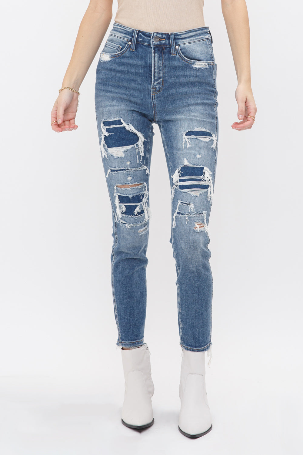 Mica Denim High Rise Crop Skinny with Repair Patch Secondary image
