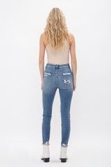 High Rise Crop Skinny With Repair Patch