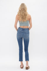 Mid Rise Crop Skinny With Side Slit