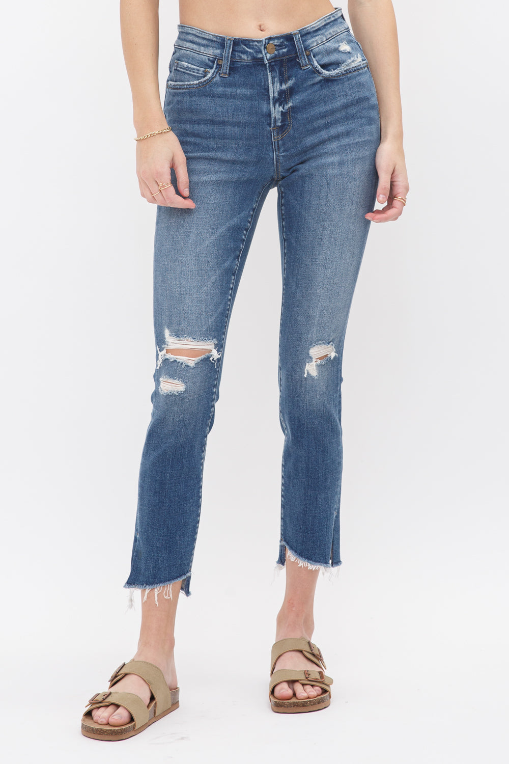 Mica Denim Mid Rise Crop Skinny with Side Slit Secondary image