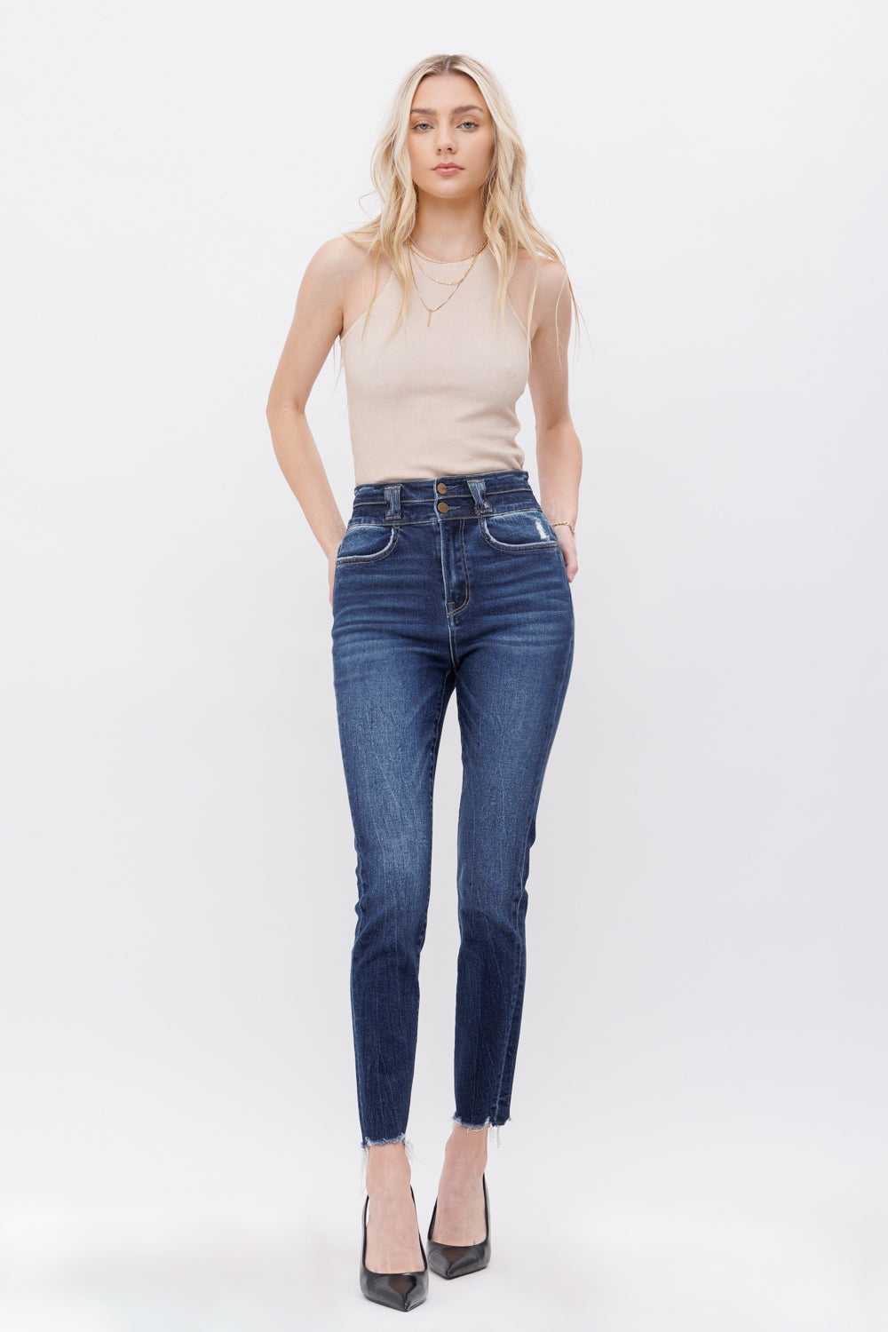 Super High Crop Skinny Double Waist Band