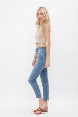 Mid Rise Crop Skinny With Button