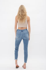 Mid Rise Crop Skinny With Button