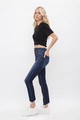 High Rise Ankle Skinny With Button Up
