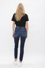 High Rise Ankle Skinny With Button Up