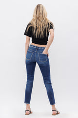 Mid Rise Ankle Skinny With Button Up