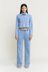High Rise Elastic Wb Wide Leg