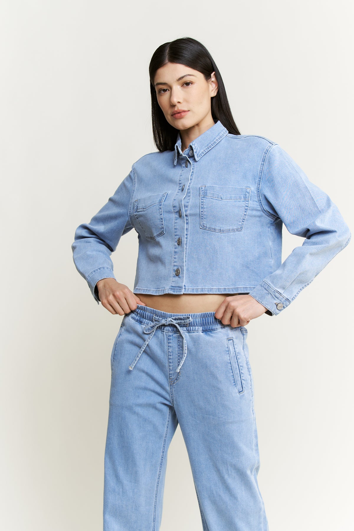 Cropped Denim Shirt