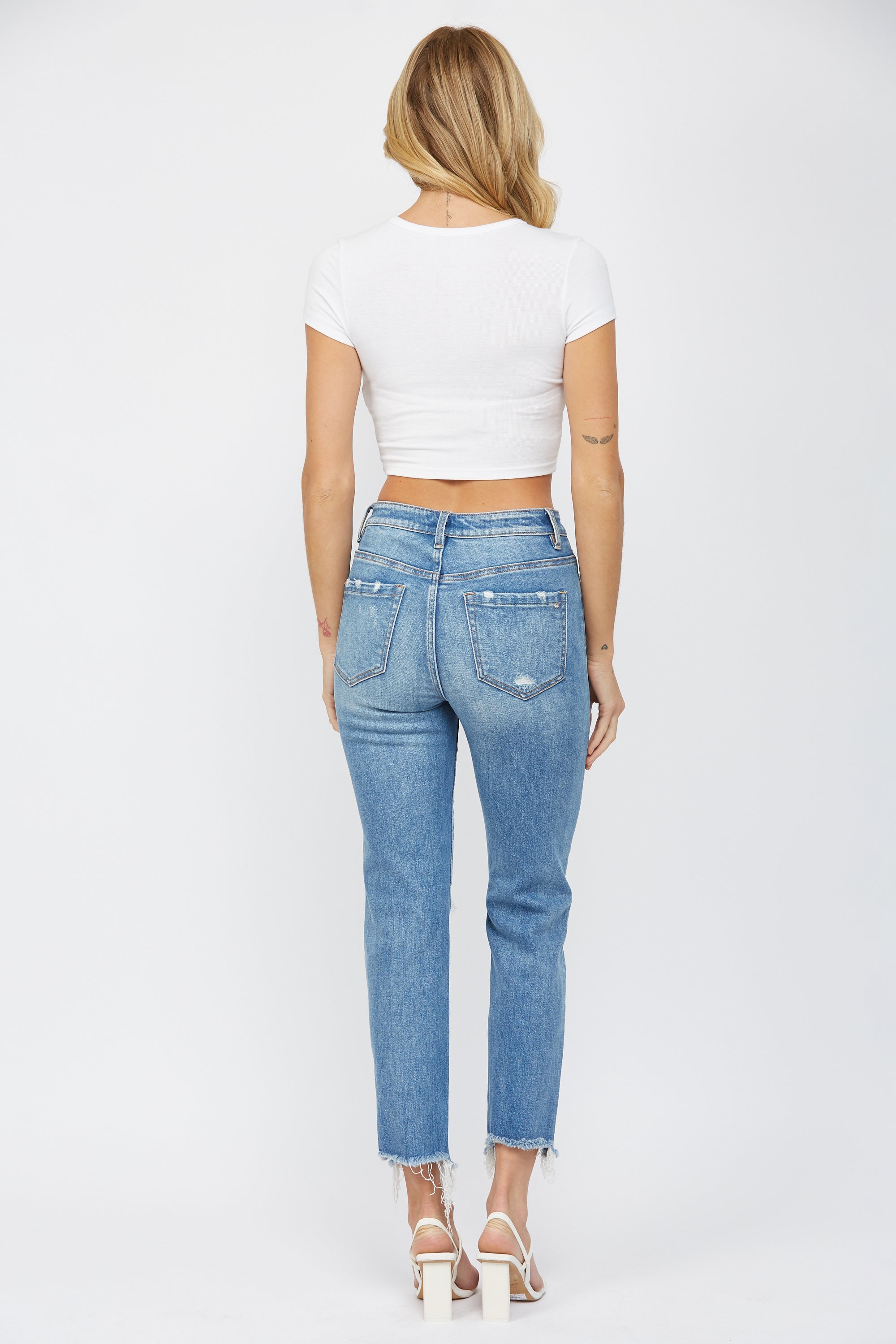 High Rise Slim Crop With Side Slit