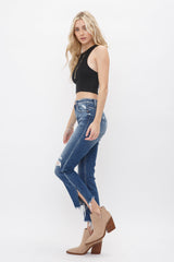 High Rise Slim Crop With Side Slit