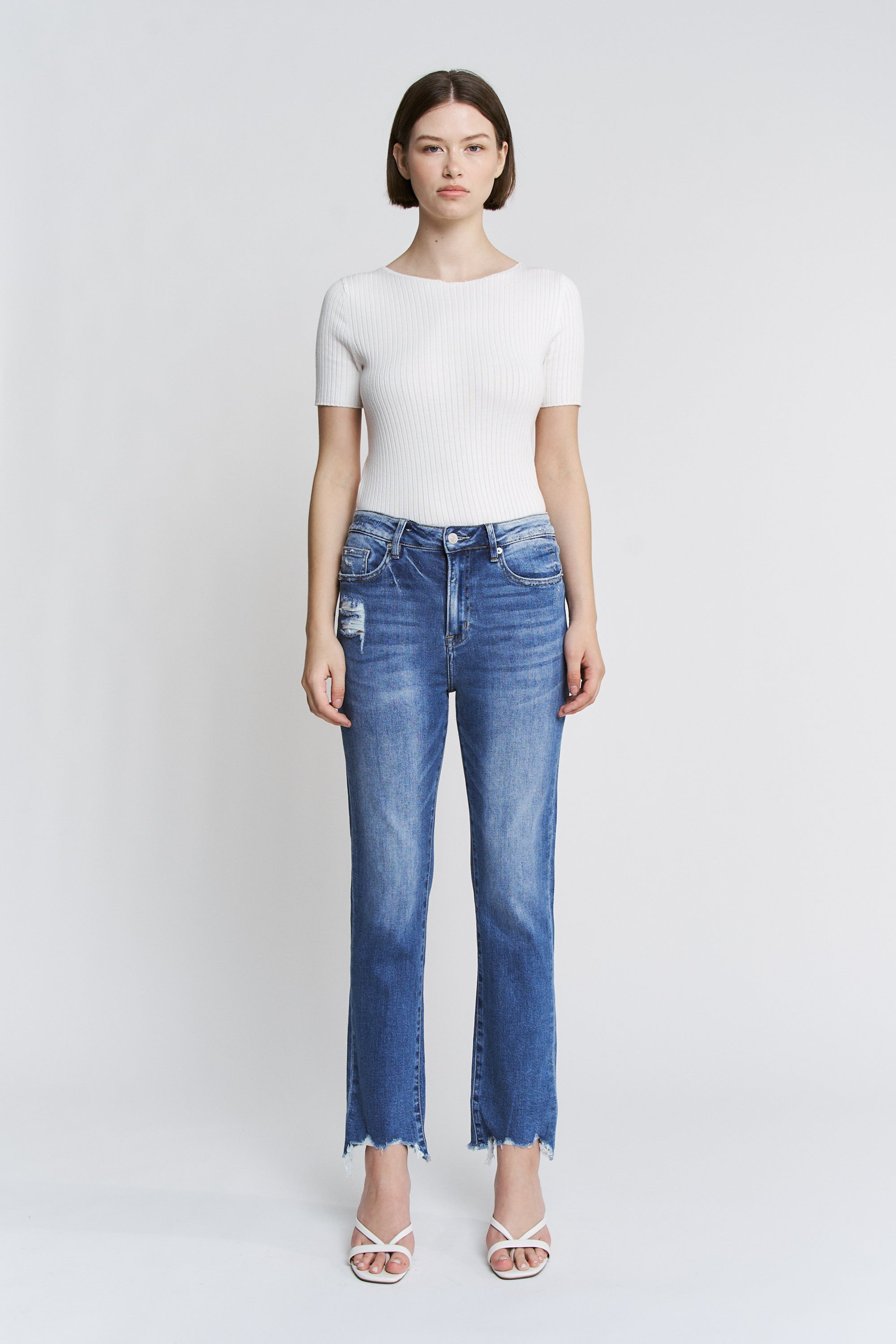 Mica Denim Super High Rise Straight Leg Step Hem Secondary image
