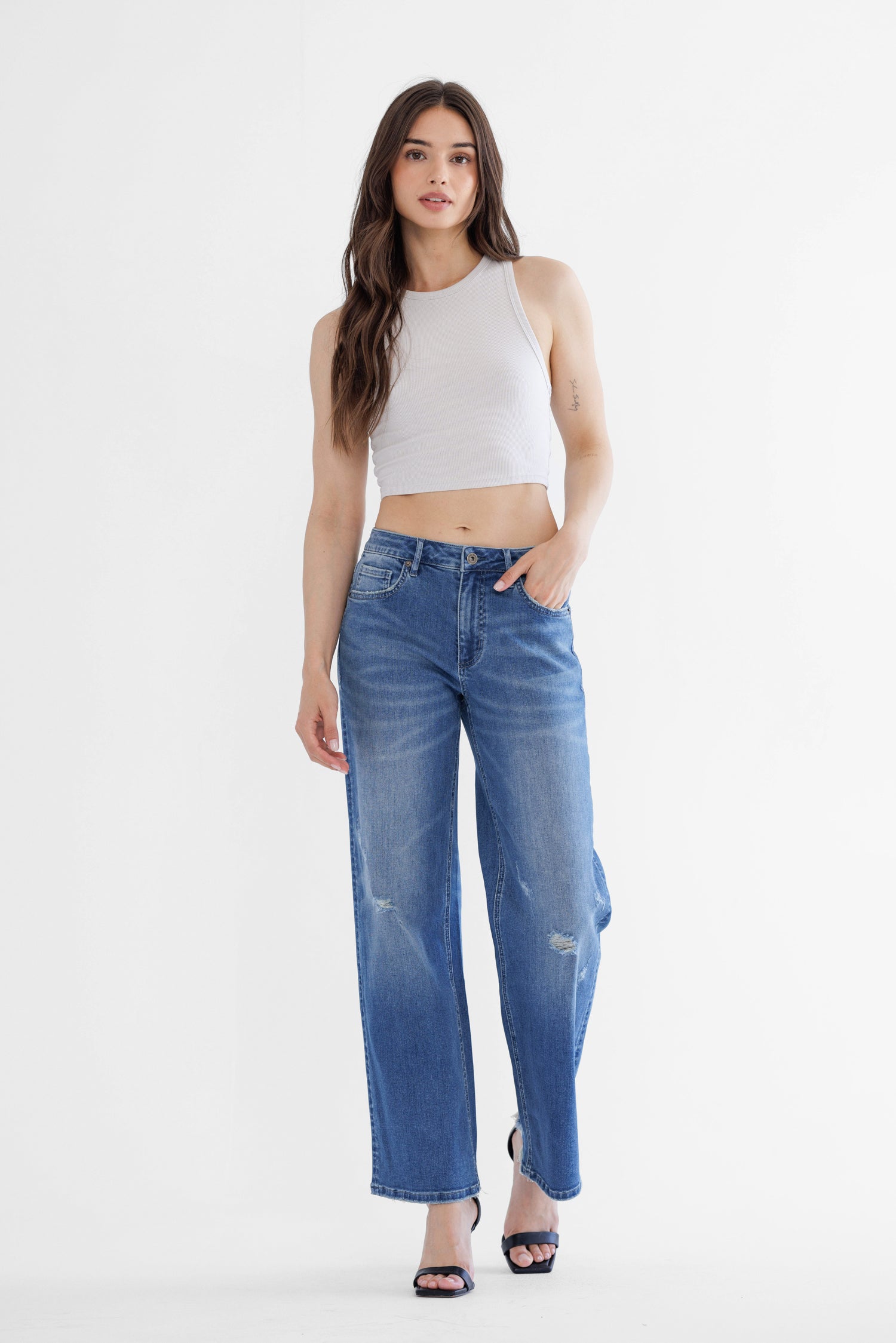Mica Denim High Rise Distressed Straight Leg Secondary image