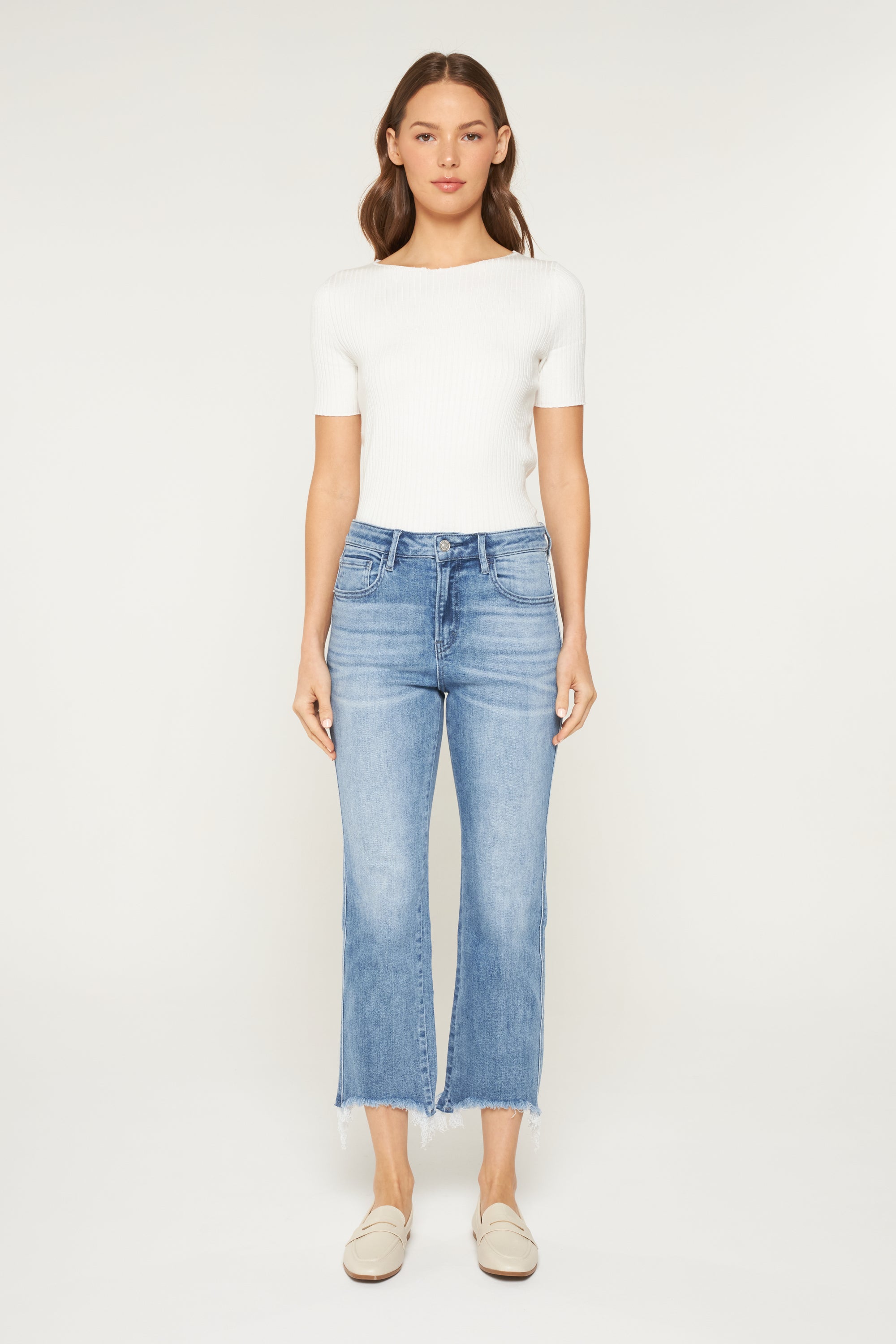 Mica Denim High Rise Cropped Jeans W Raw Hem Secondary image