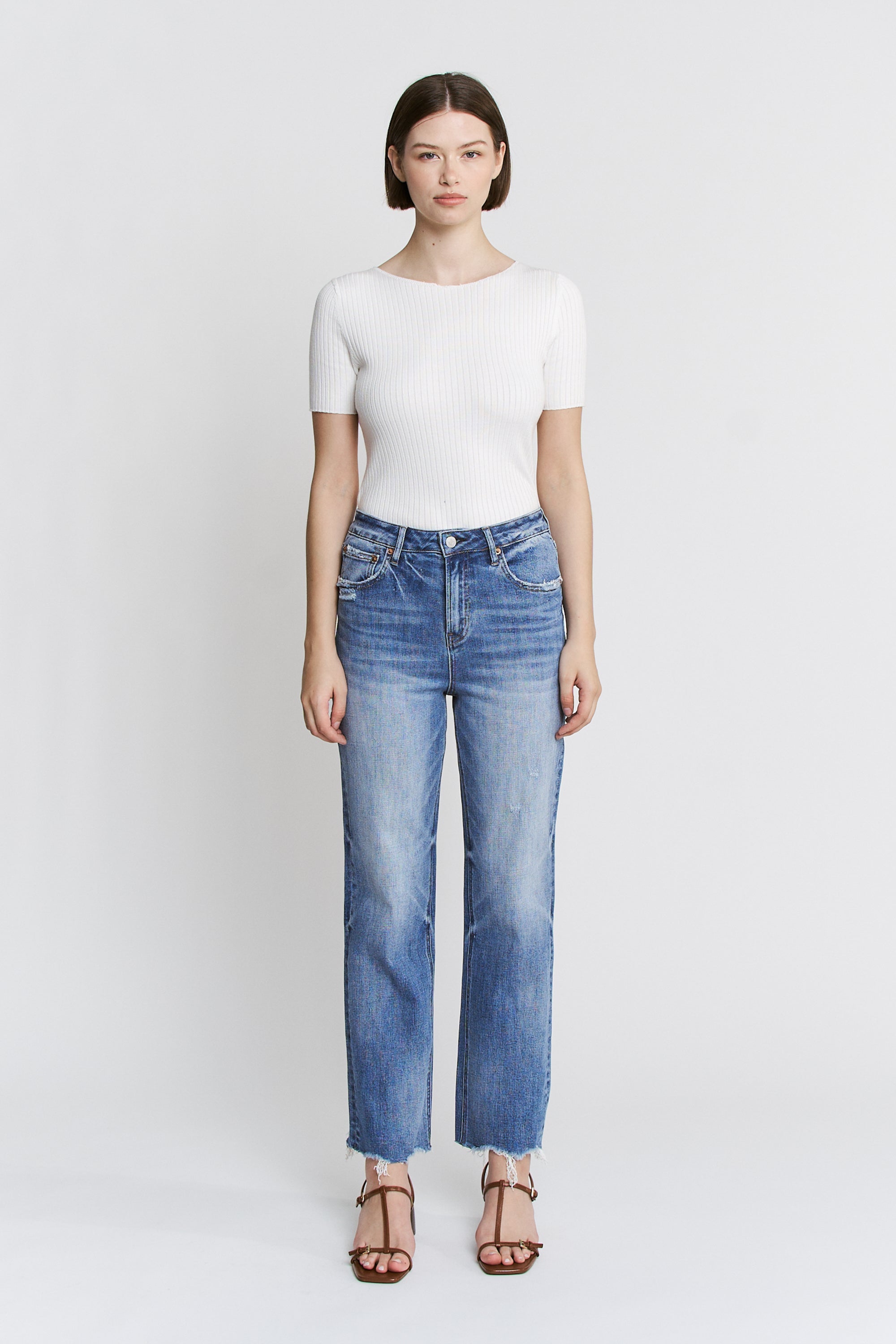 Mica Denim High Rise Raw Hem Loose Fit Straight Secondary image