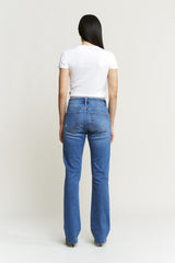 High Rise Raw Hem Straight Leg