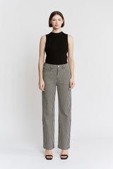 Super High Loose Fit Straight Striped Jeans