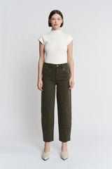 High Rise Ankle Straight Barrel Jean