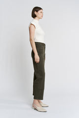 High Rise Ankle Straight Barrel Jean