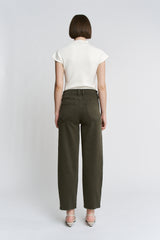 High Rise Ankle Straight Barrel Jean