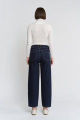 High Rise Ankle Straight Barrel Jean