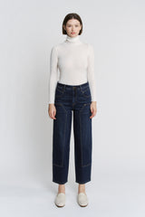 High Rise Ankle Straight Barrel Jean