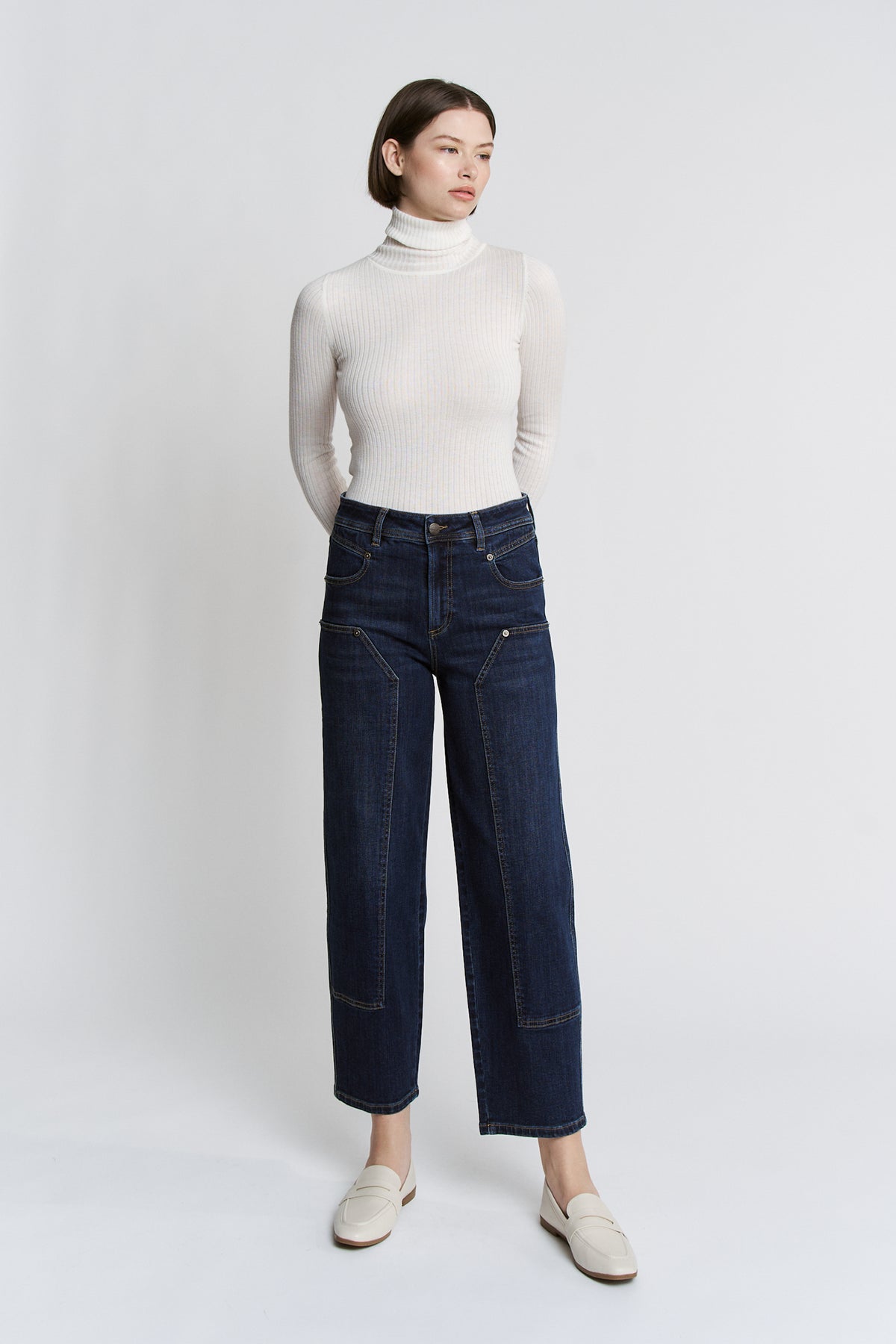 High Rise Ankle Straight Barrel Jean