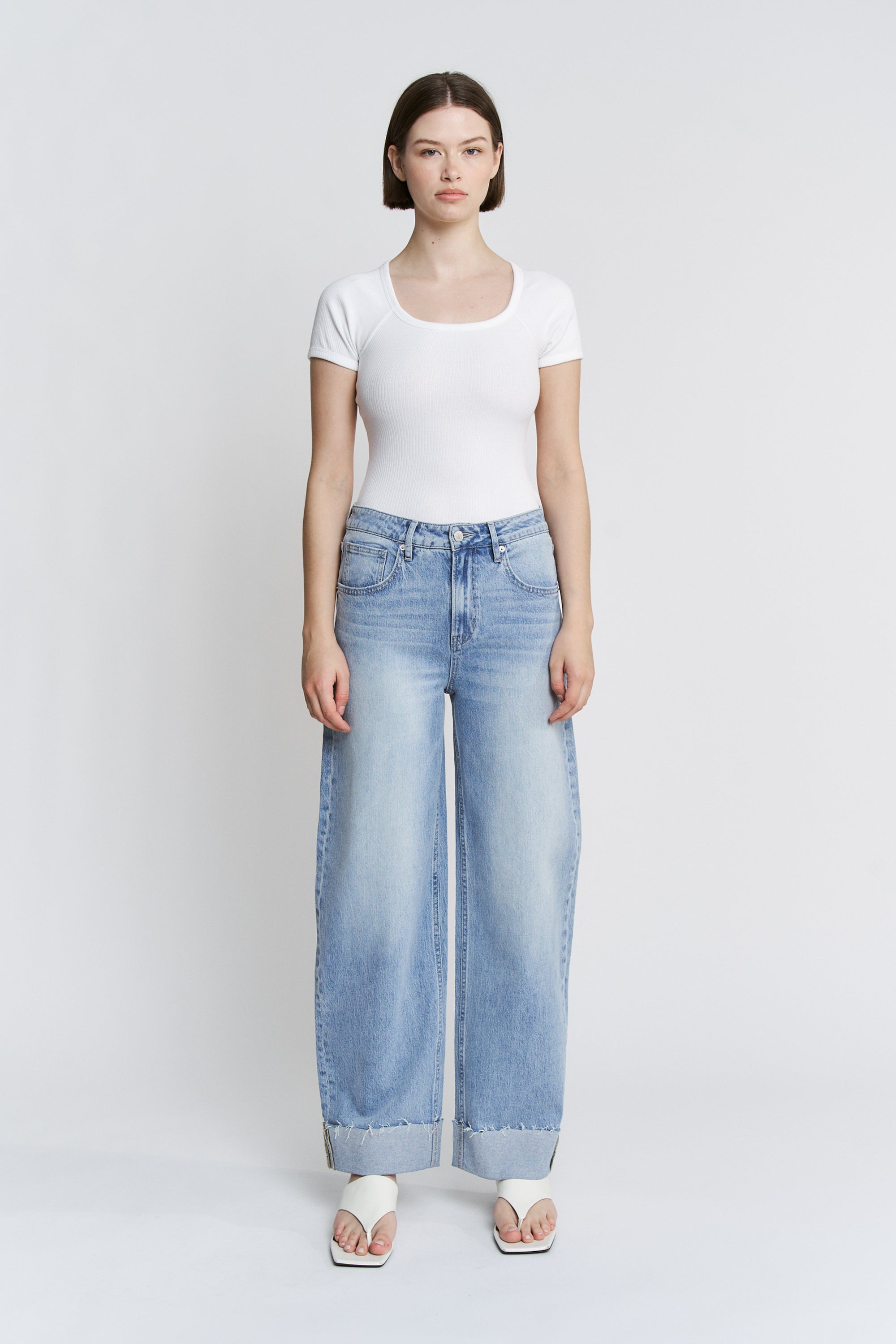 Mica Denim Super High Rise Raw Hem Cuffed Barrel Leg Secondary image