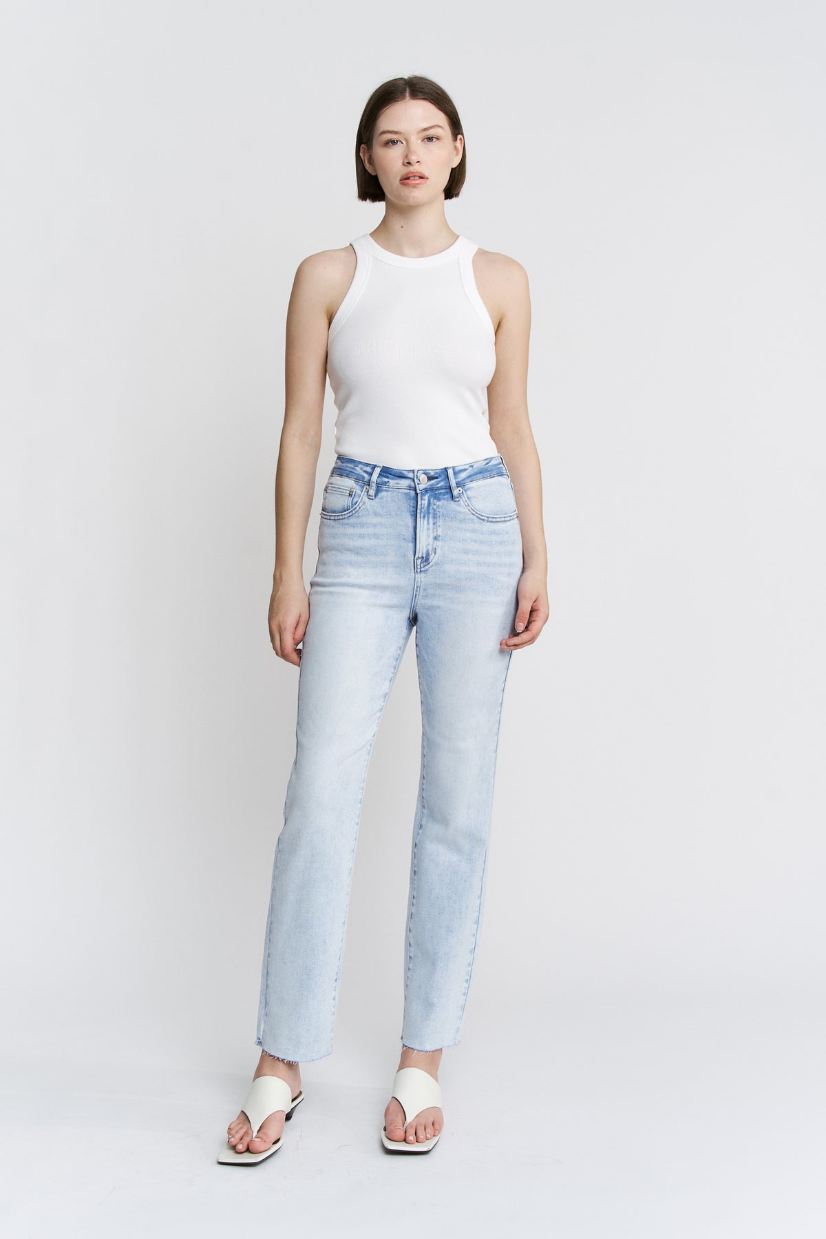 Super High Raw Hem Ankle Straight