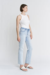 Super High Raw Hem Ankle Straight