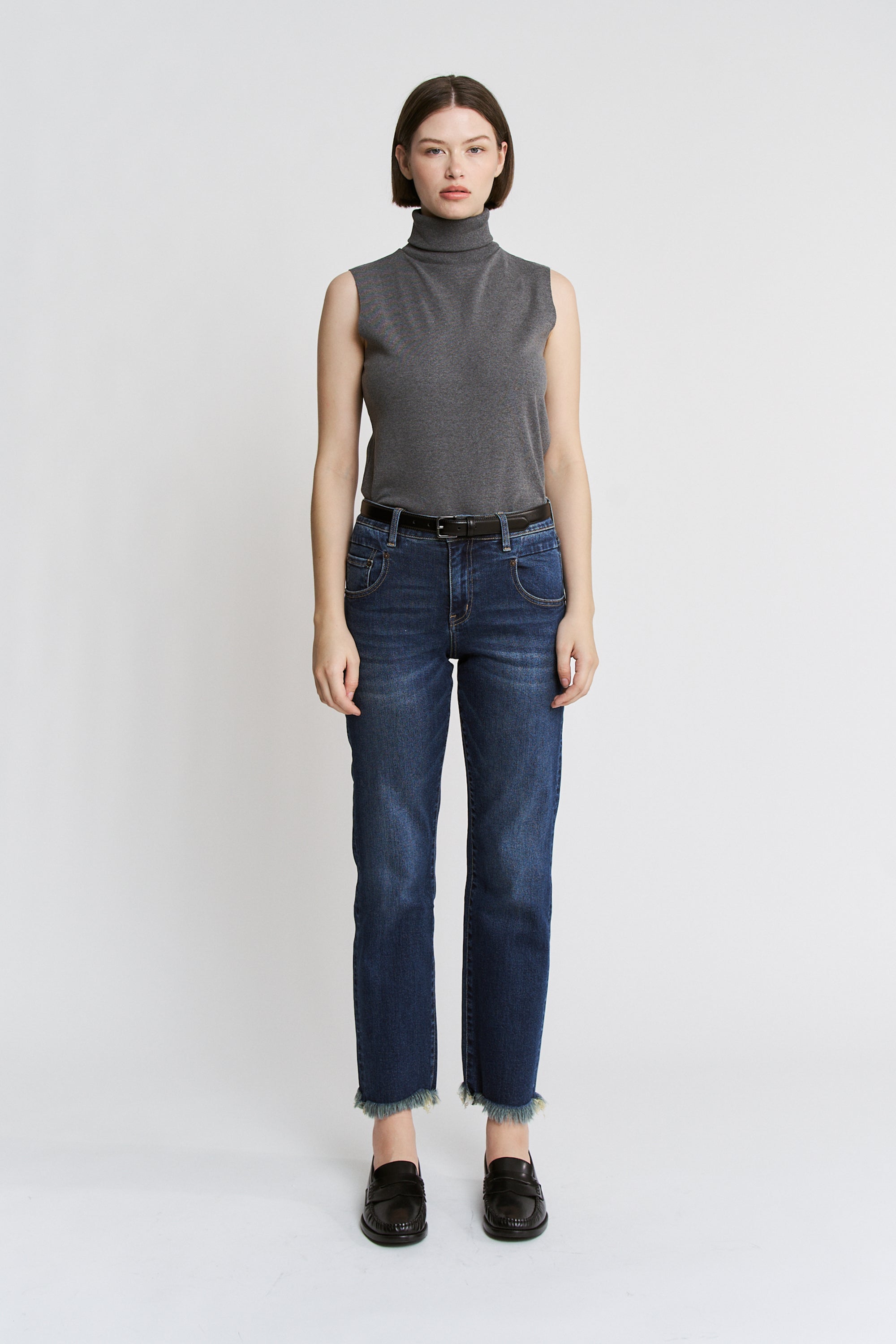 Mica Denim High Rise Ankle Straight with Uneven Hem Secondary image