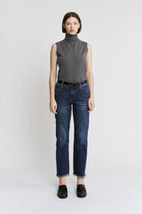 High Rise Ankle Straight With Uneven Hem