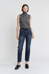 High Rise Ankle Straight With Uneven Hem