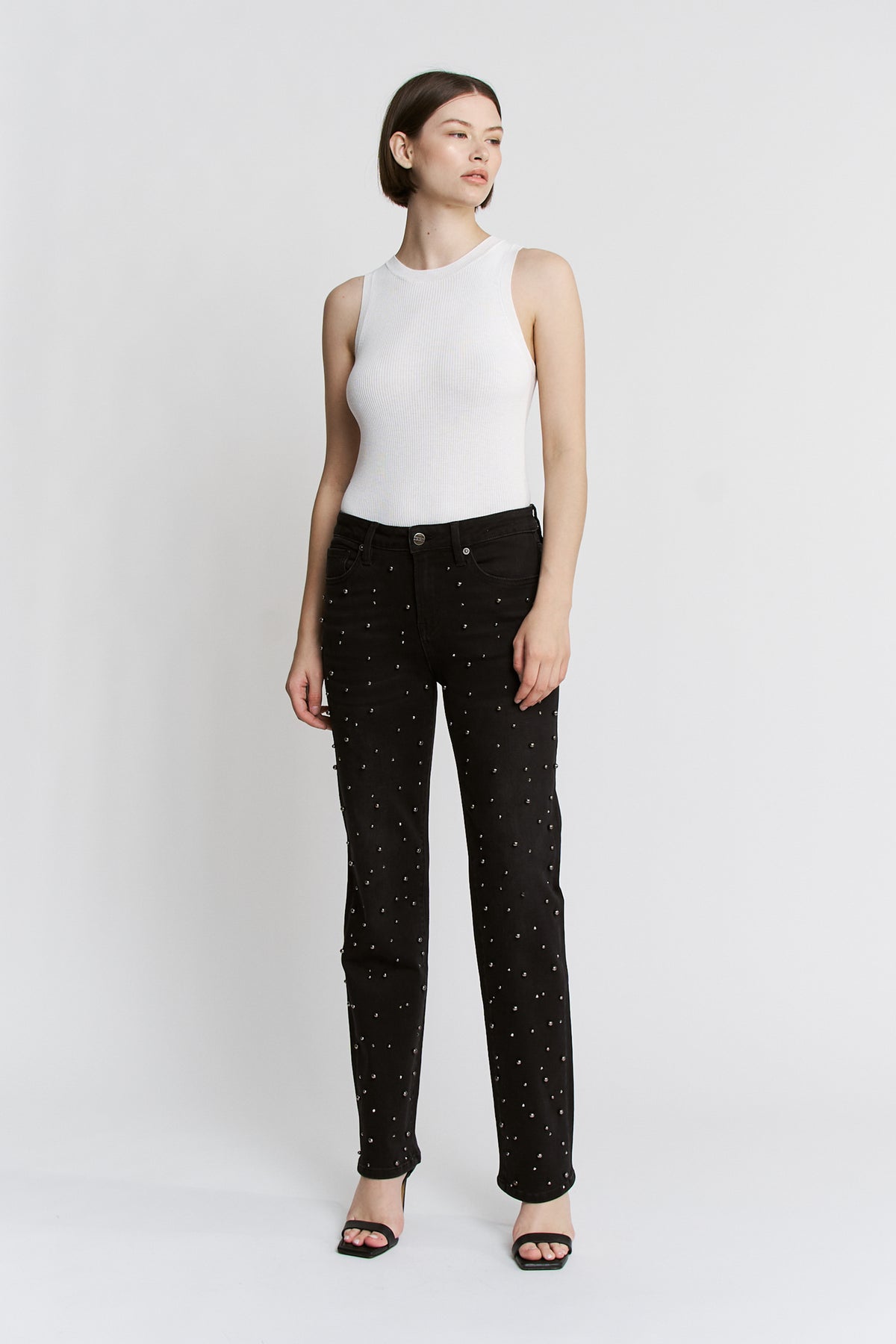 High Rise Straight With Embellished Jeans