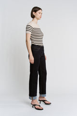 Mid Rise Ankle Straight Cuffed Leg