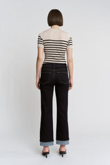 Mid Rise Ankle Straight Cuffed Leg